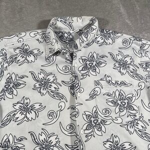 Billabong Button Down Jersey Shirt Large Men Gray Floral Short Sleeve USA 90 Vtg